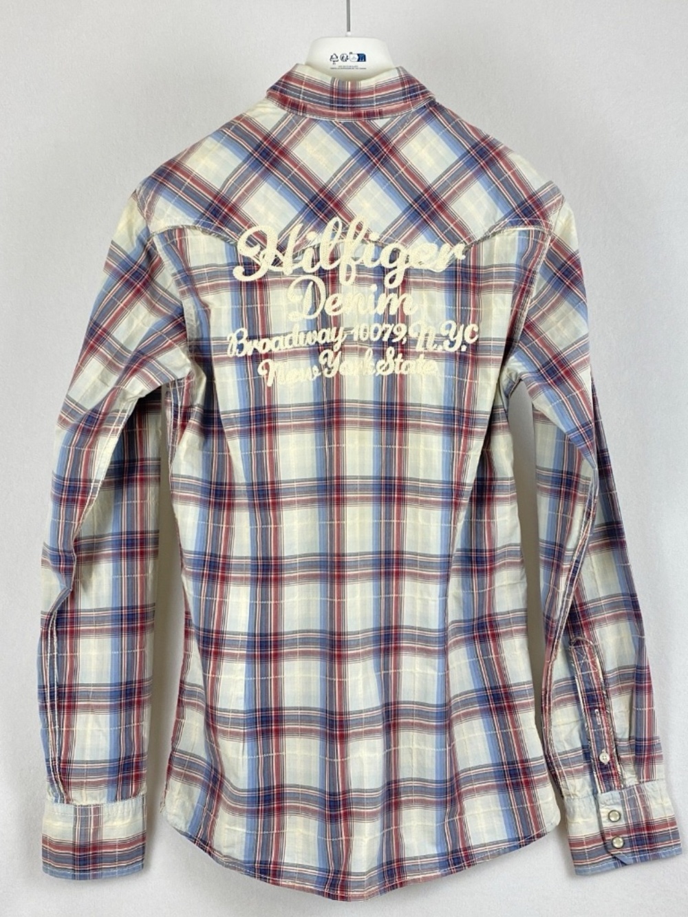 🤠Denim Men’s Plaid Western Pearl Snap Shirt – Size Small Tommy Hilfiger